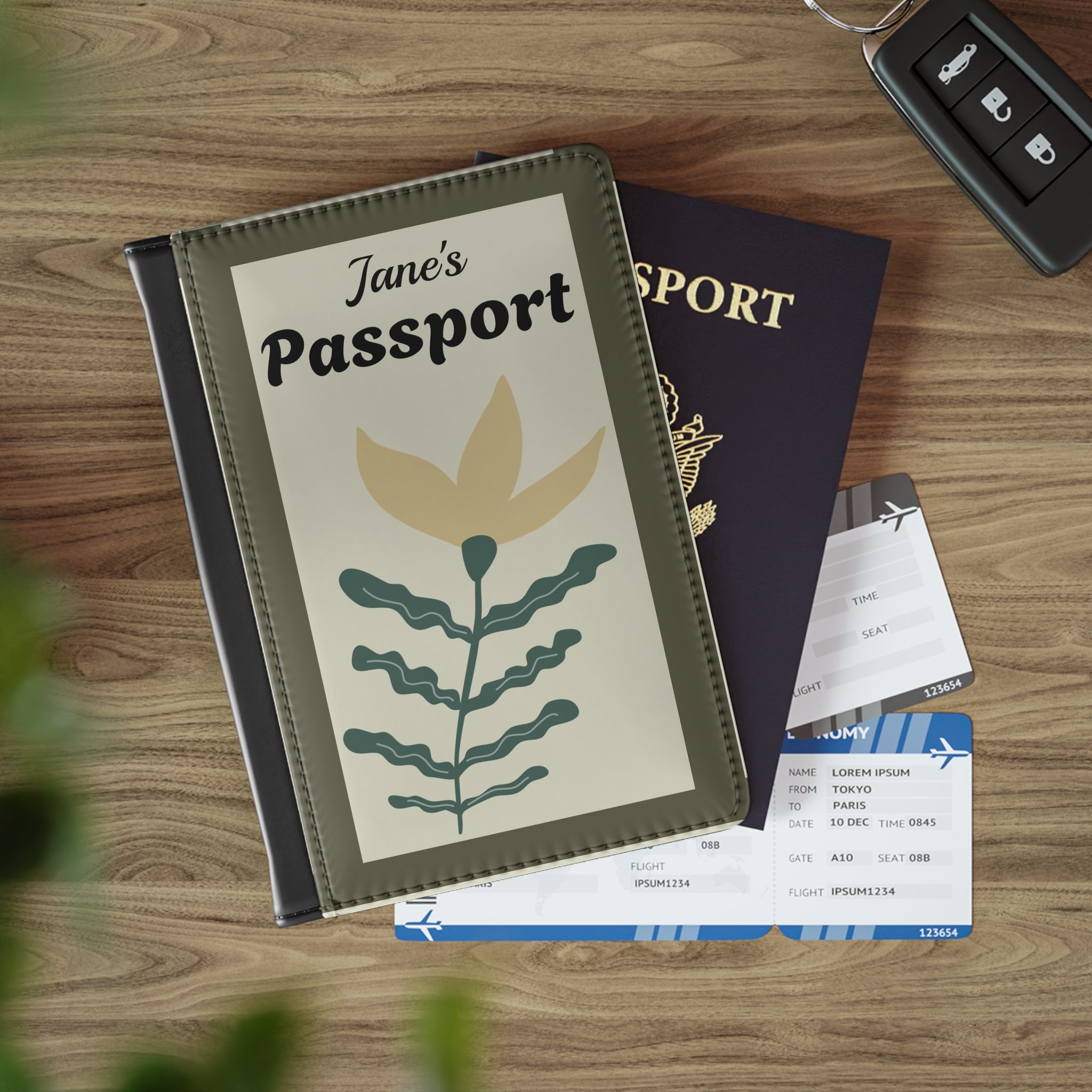 Personalized Floral Passport Cover – "Jane’s Passport" Travel Document Holder